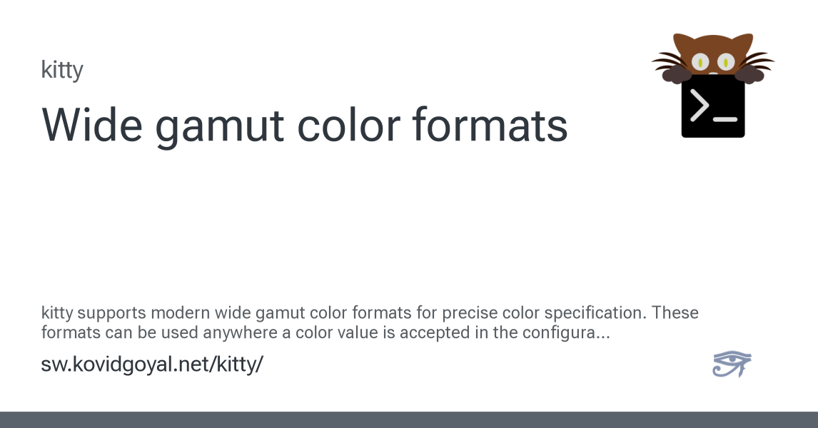 Wide gamut color formats - kitty