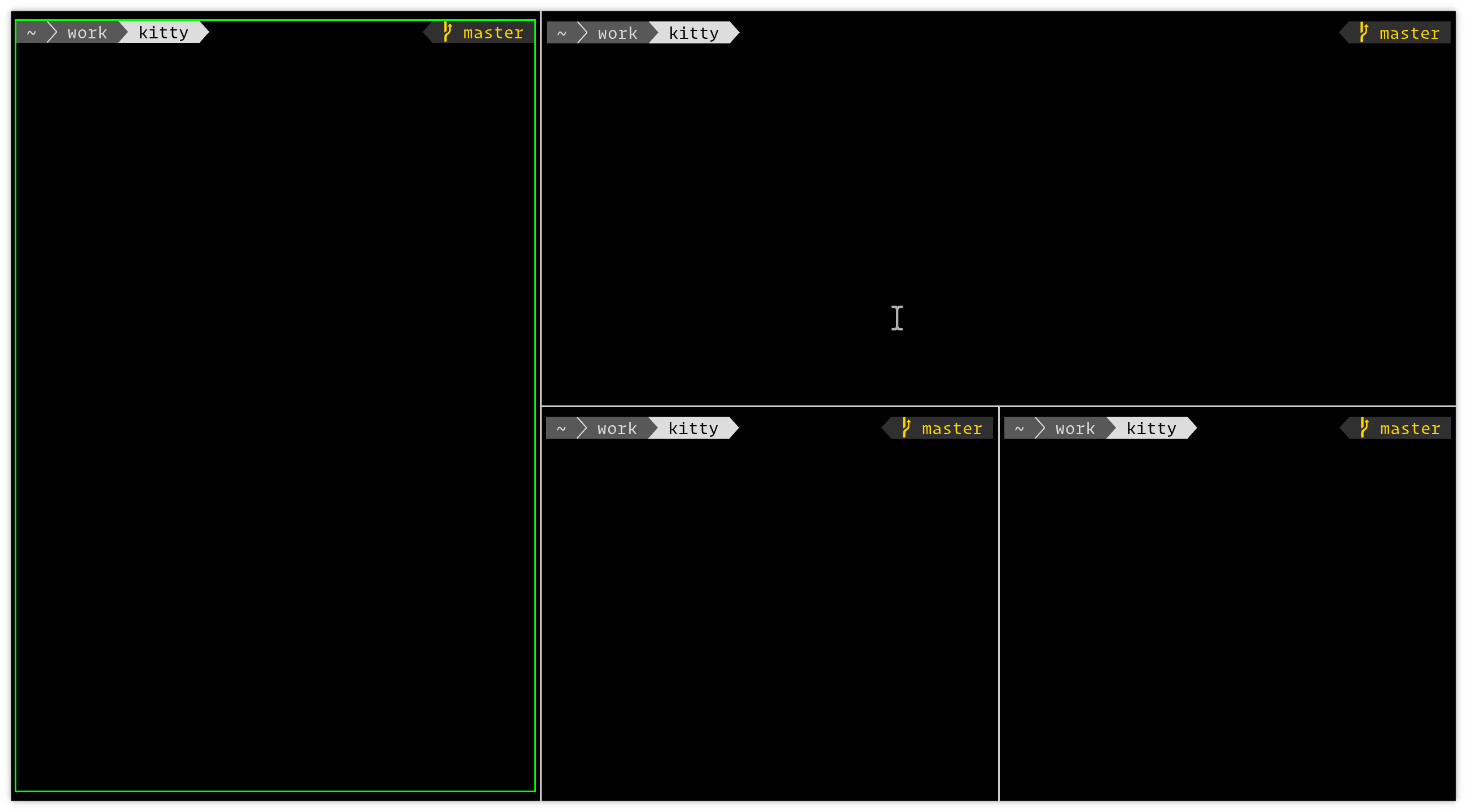Screenshot, showing windows in the 'Splits' layout